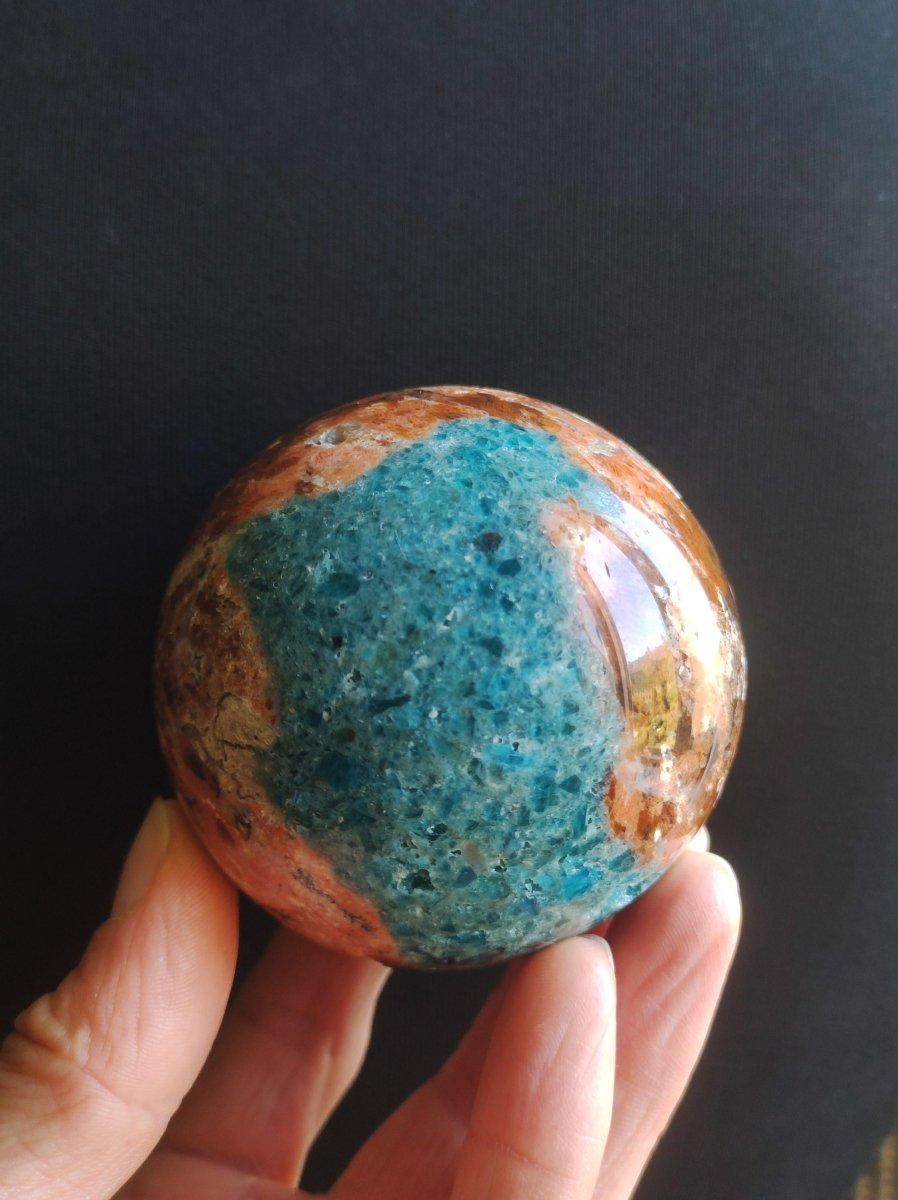 Sonnenstein + Apatit - Edelstein Kugel Deko Kristall Sphere Spielkugel Meditation HIPPIE GOA Ethno Heilstein Natur Geschenk Er Sie Mann Frau - Art of Nature Berlin