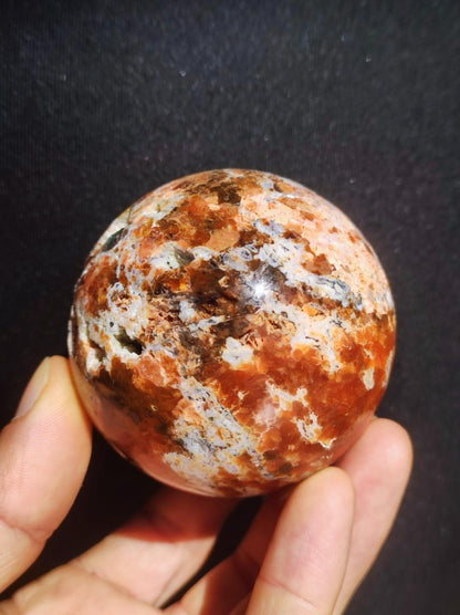 Sonnenstein + Apatit - Edelstein Kugel Deko Kristall Sphere Spielkugel Meditation HIPPIE GOA Ethno Heilstein Natur Geschenk Er Sie Mann Frau - Art of Nature Berlin