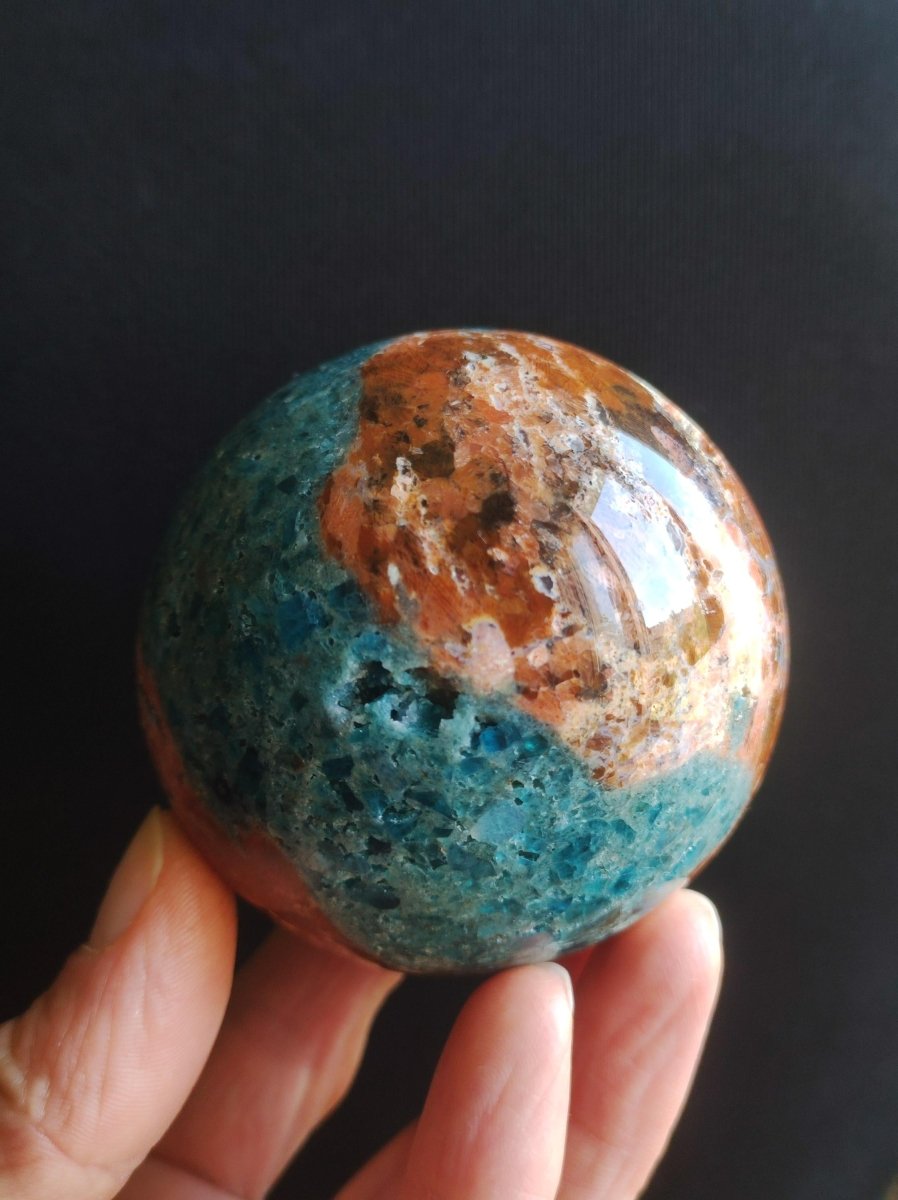 Sonnenstein + Apatit - Edelstein Kugel Deko Kristall Sphere Spielkugel Meditation HIPPIE GOA Ethno Heilstein Natur Geschenk Er Sie Mann Frau - Art of Nature Berlin