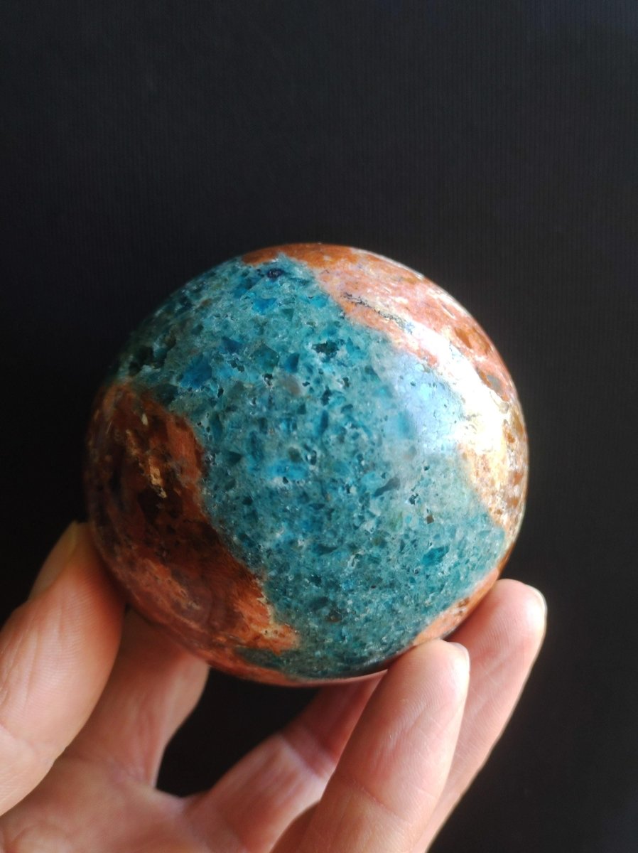 Sonnenstein + Apatit - Edelstein Kugel Deko Kristall Sphere Spielkugel Meditation HIPPIE GOA Ethno Heilstein Natur Geschenk Er Sie Mann Frau - Art of Nature Berlin