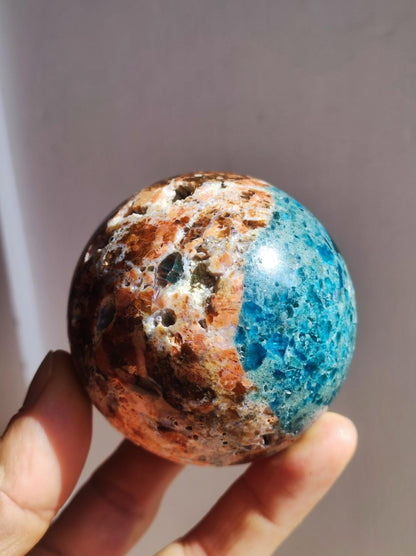 Sonnenstein + Apatit - Edelstein Kugel Deko Kristall Sphere Spielkugel Meditation HIPPIE GOA Ethno Heilstein Natur Geschenk Er Sie Mann Frau - Art of Nature Berlin