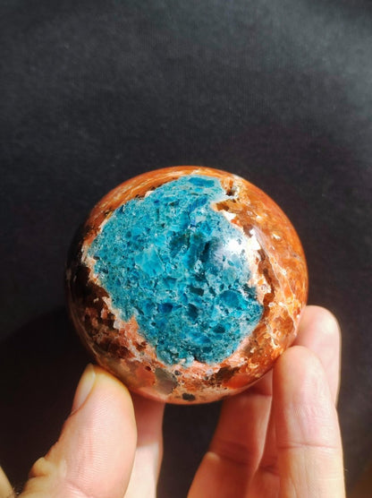 Sonnenstein + Apatit - Edelstein Kugel Deko Kristall Sphere Spielkugel Meditation HIPPIE GOA Ethno Heilstein Natur Geschenk Er Sie Mann Frau - Art of Nature Berlin