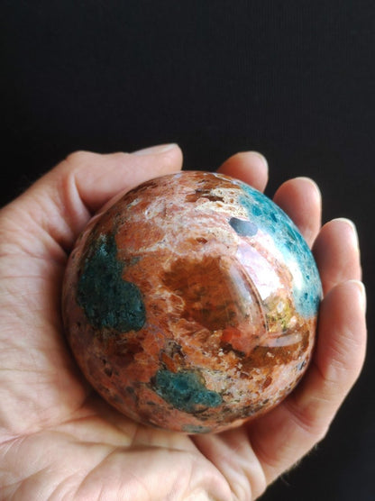 Sonnenstein + Apatit - Edelstein Kugel Deko Kristall Sphere Spielkugel Meditation HIPPIE GOA Ethno Heilstein Natur Geschenk Er Sie Mann Frau - Art of Nature Berlin