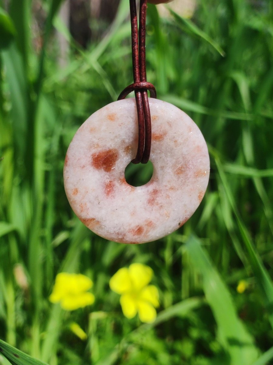 Sonnenstein Sunstone ~ Edelstein Kette ~HIPPIE ~GOA ~Boho ~Tibet ~Ethno ~Nature ~Donut ~Schutzsymbol ~Heilstein - Art of Nature Berlin