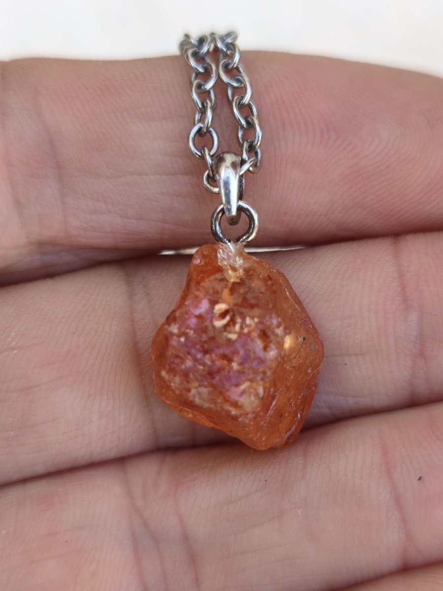 Spessartin Granat AAA *Rarität* ~ 925 Sterling Silber Edelstein Kette Rarität Heilstein Natur Orange Anhänger Geschenk Mann Frau Er Sie - Art of Nature Berlin
