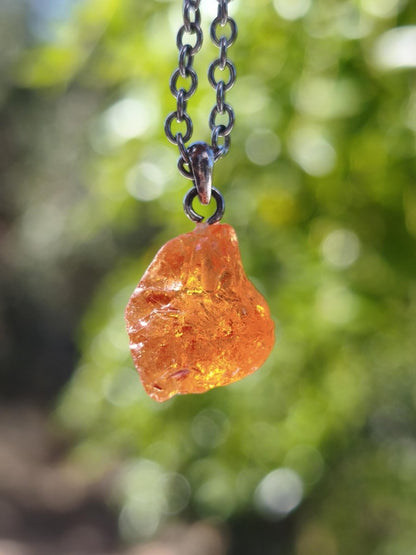 Spessartin Granat AAA *Rarität* ~ 925 Sterling Silber Edelstein Kette Rarität Heilstein Natur Orange Anhänger Geschenk Mann Frau Er Sie - Art of Nature Berlin