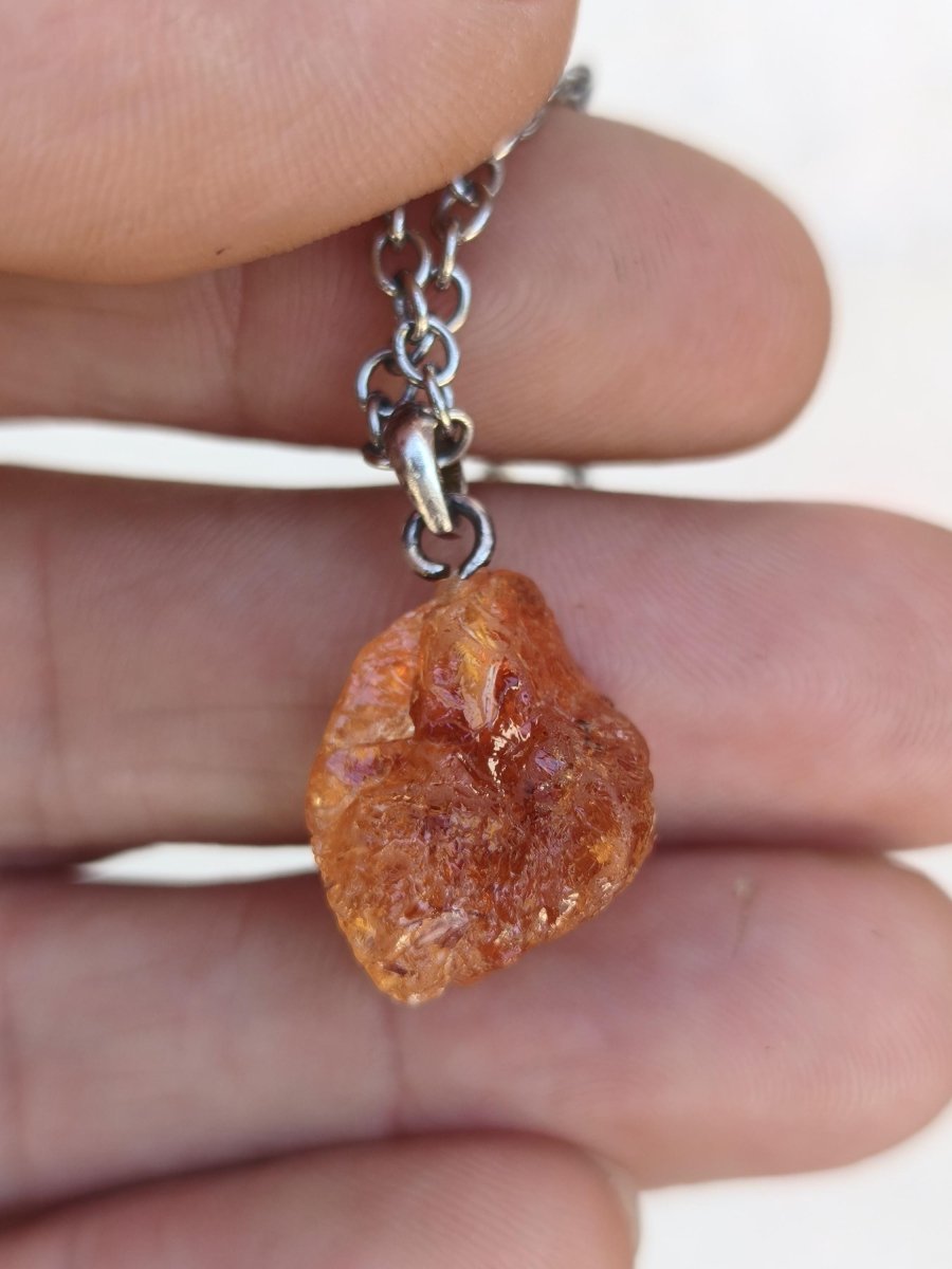 Spessartin Granat AAA *Rarität* ~ 925 Sterling Silber Edelstein Kette Rarität Heilstein Natur Orange Anhänger Geschenk Mann Frau Er Sie - Art of Nature Berlin