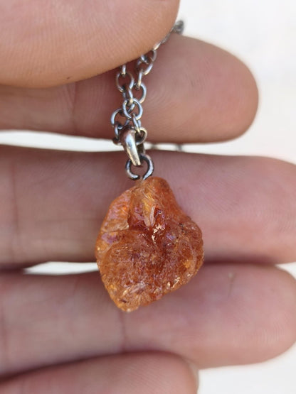 Spessartin Granat AAA *Rarität* ~ 925 Sterling Silber Edelstein Kette Rarität Heilstein Natur Orange Anhänger Geschenk Mann Frau Er Sie - Art of Nature Berlin