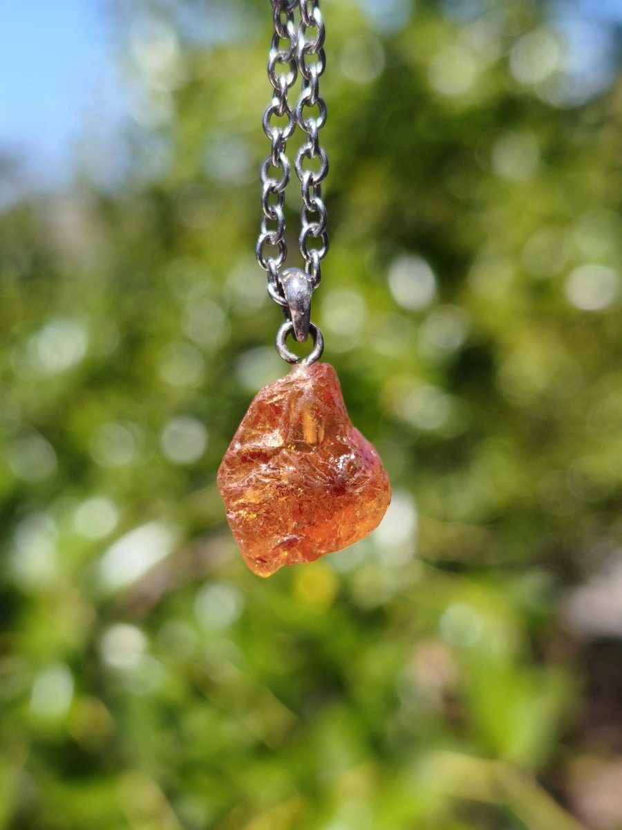 Spessartin Granat AAA *Rarität* ~ 925 Sterling Silber Edelstein Kette Rarität Heilstein Natur Orange Anhänger Geschenk Mann Frau Er Sie - Art of Nature Berlin