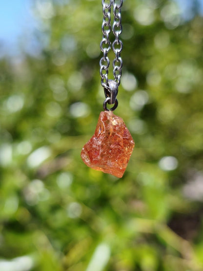 Spessartin Granat AAA *Rarität* ~ 925 Sterling Silber Edelstein Kette Rarität Heilstein Natur Orange Anhänger Geschenk Mann Frau Er Sie - Art of Nature Berlin