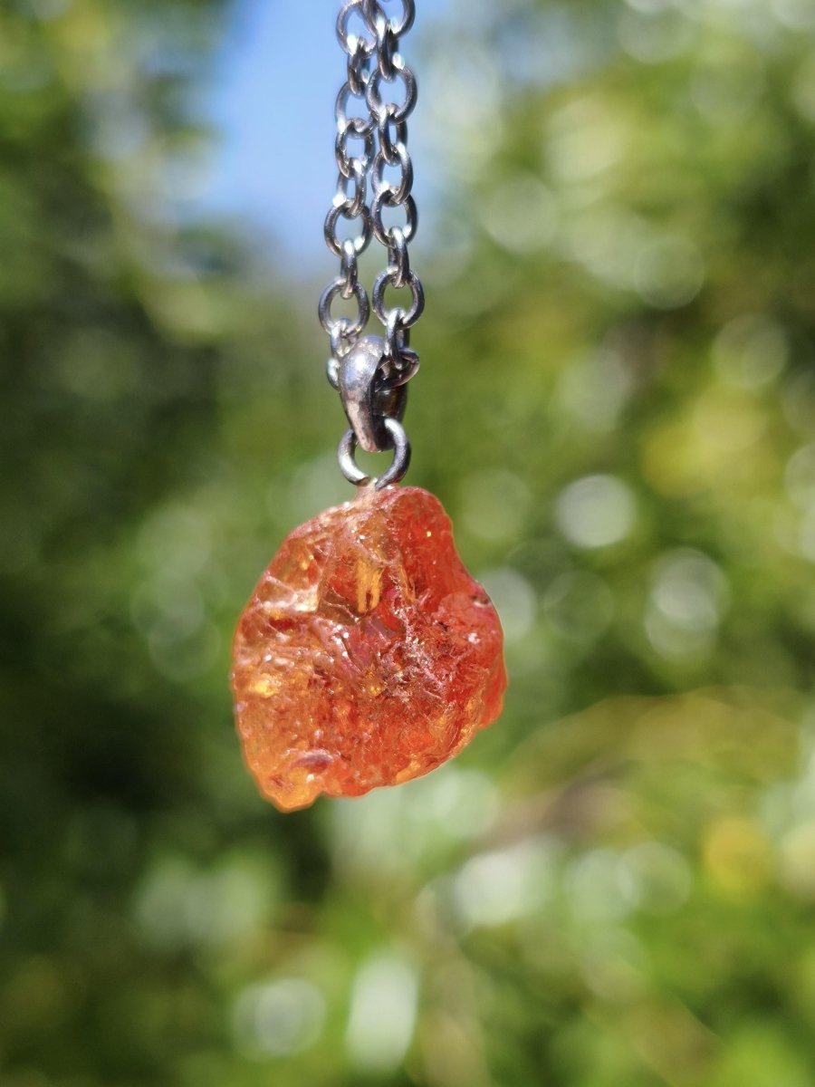 Spessartin Granat AAA *Rarität* ~ 925 Sterling Silber Edelstein Kette Rarität Heilstein Natur Orange Anhänger Geschenk Mann Frau Er Sie - Art of Nature Berlin