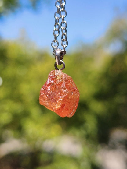 Spessartin Granat AAA *Rarität* ~ 925 Sterling Silber Edelstein Kette Rarität Heilstein Natur Orange Anhänger Geschenk Mann Frau Er Sie - Art of Nature Berlin