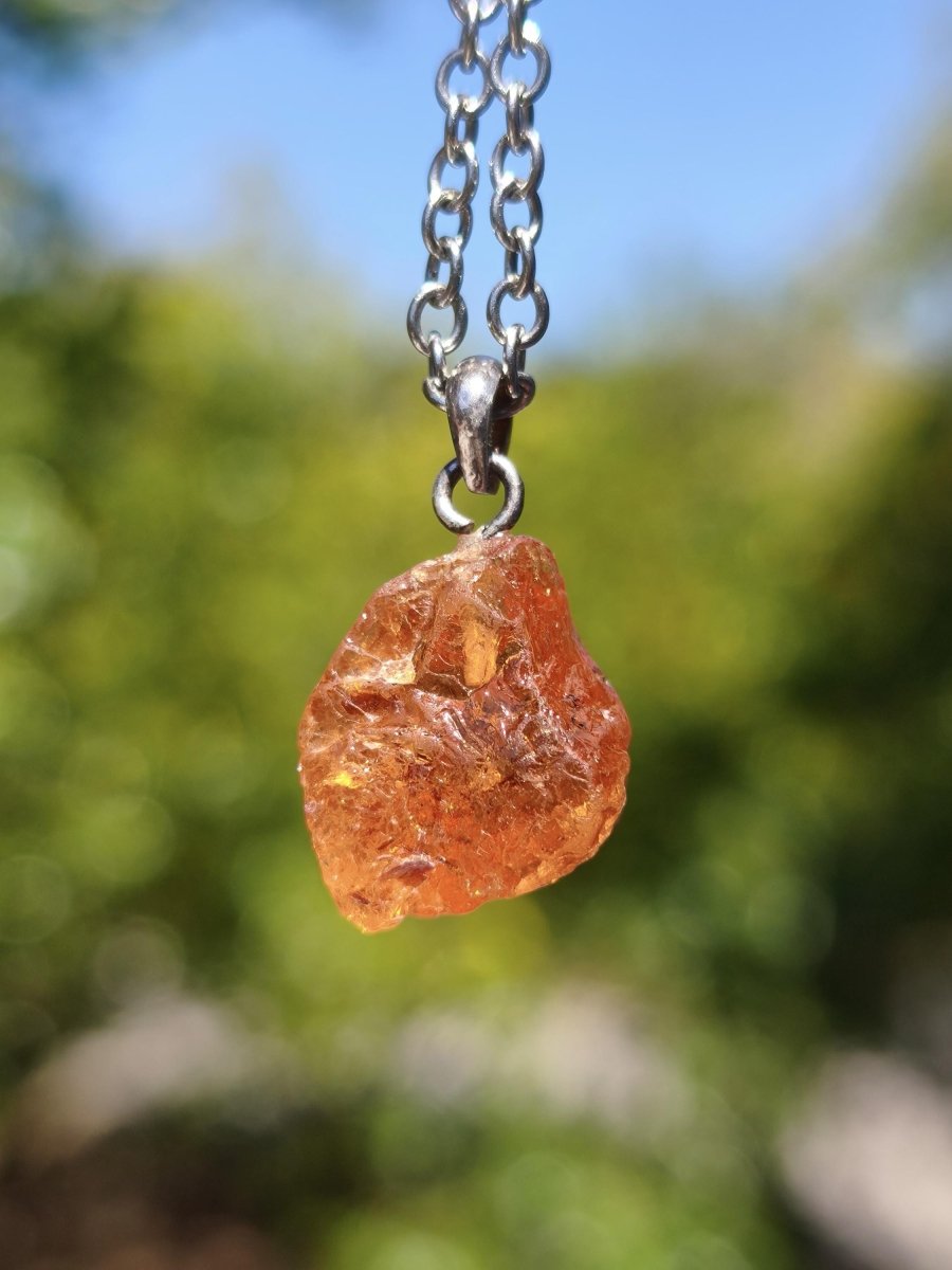 Spessartin Granat AAA *Rarität* ~ 925 Sterling Silber Edelstein Kette Rarität Heilstein Natur Orange Anhänger Geschenk Mann Frau Er Sie - Art of Nature Berlin