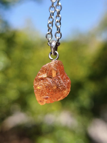 Spessartin Granat AAA *Rarität* ~ 925 Sterling Silber Edelstein Kette Rarität Heilstein Natur Orange Anhänger Geschenk Mann Frau Er Sie - Art of Nature Berlin