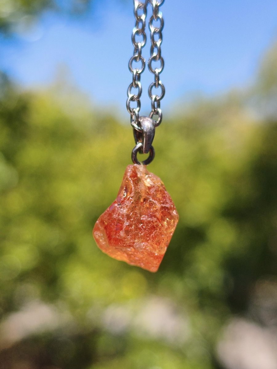 Spessartin Granat AAA *Rarität* ~ 925 Sterling Silber Edelstein Kette Rarität Heilstein Natur Orange Anhänger Geschenk Mann Frau Er Sie - Art of Nature Berlin
