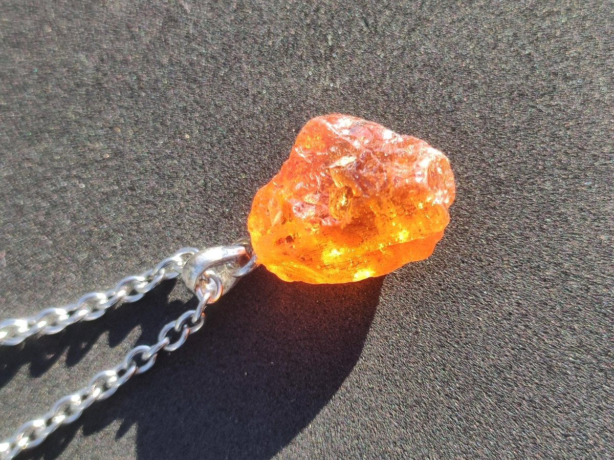 Spessartin Granat AAA *Rarität* ~ 925 Sterling Silber Edelstein Kette HIPPIE GOA Boho Ethno Nature Heilstein Anhänger Geschenk Mann Frau Er Sie - Art of Nature Berlin