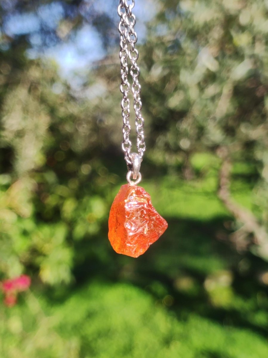 Spessartin Granat AAA *Rarität* ~ 925 Sterling Silber Edelstein Kette HIPPIE GOA Boho Ethno Nature Heilstein Anhänger Geschenk Mann Frau Er Sie - Art of Nature Berlin