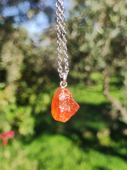 Spessartin Granat AAA *Rarität* ~ 925 Sterling Silber Edelstein Kette HIPPIE GOA Boho Ethno Nature Heilstein Anhänger Geschenk Mann Frau Er Sie - Art of Nature Berlin