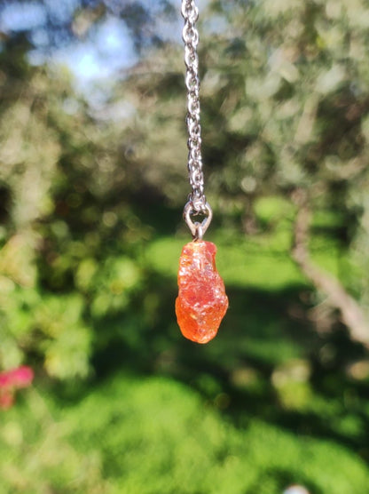 Spessartin Granat AAA *Rarität* ~ 925 Sterling Silber Edelstein Kette HIPPIE GOA Boho Ethno Nature Heilstein Anhänger Geschenk Mann Frau Er Sie - Art of Nature Berlin