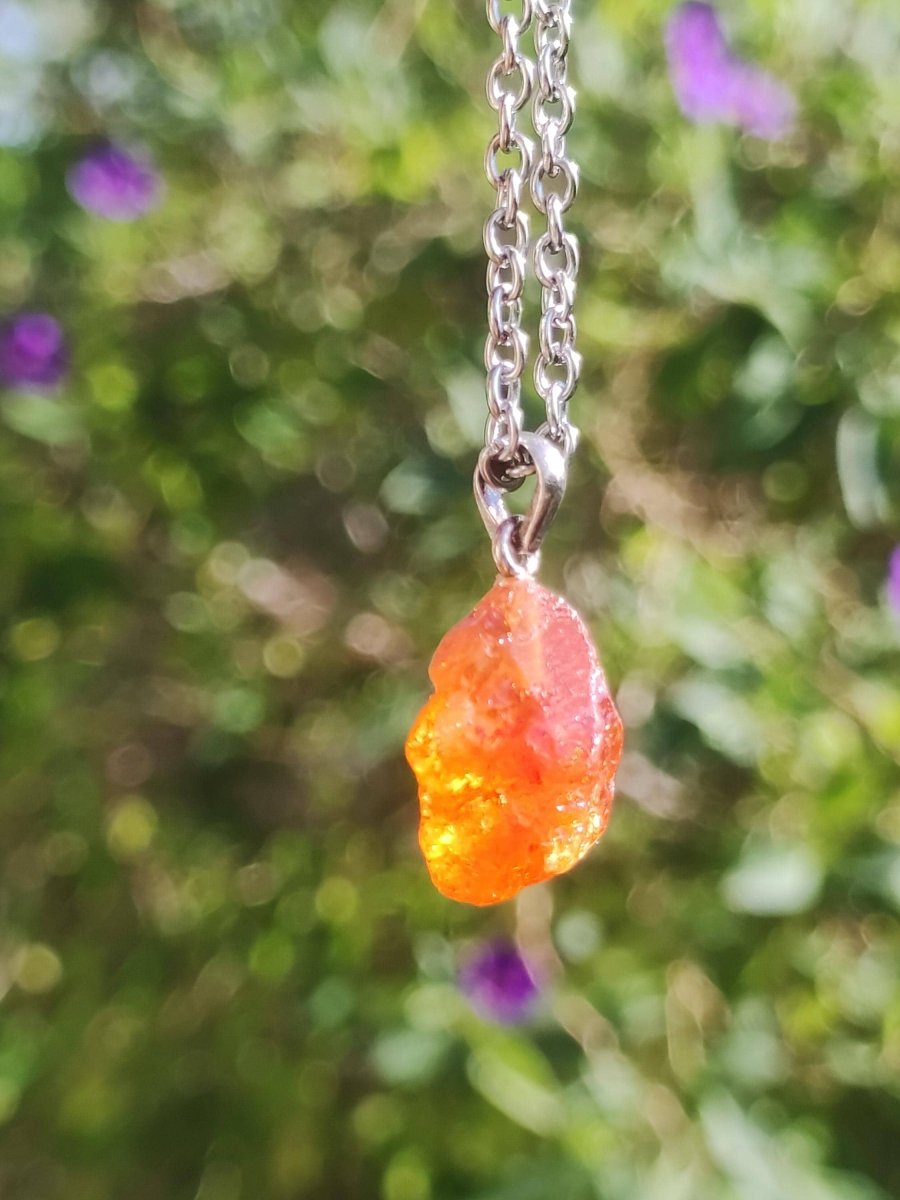Spessartin Granat AAA *Rarität* ~ 925 Sterling Silber Edelstein Kette Rarität Heilstein Natur Orange Anhänger Geschenk Mann Frau Er Sie - Art of Nature Berlin