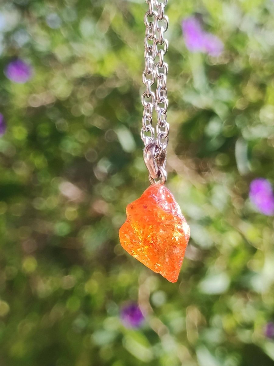 Spessartin Granat AAA *Rarität* ~ 925 Sterling Silber Edelstein Kette Rarität Heilstein Natur Orange Anhänger Geschenk Mann Frau Er Sie - Art of Nature Berlin