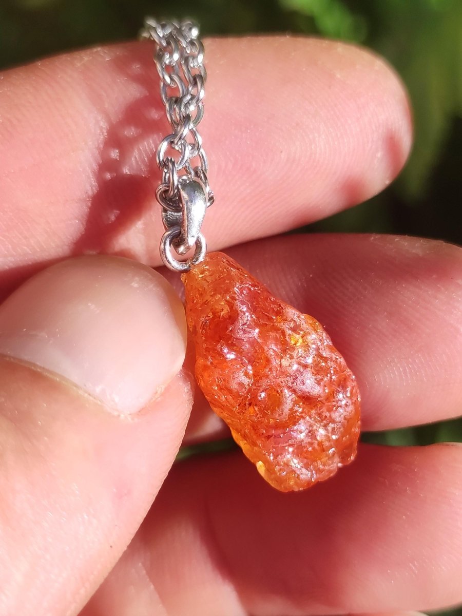 Spessartin Granat AAA *Rarität* ~ 925 Sterling Silber Edelstein Kette Rarität Heilstein Natur Orange Anhänger Geschenk Mann Frau Er Sie - Art of Nature Berlin
