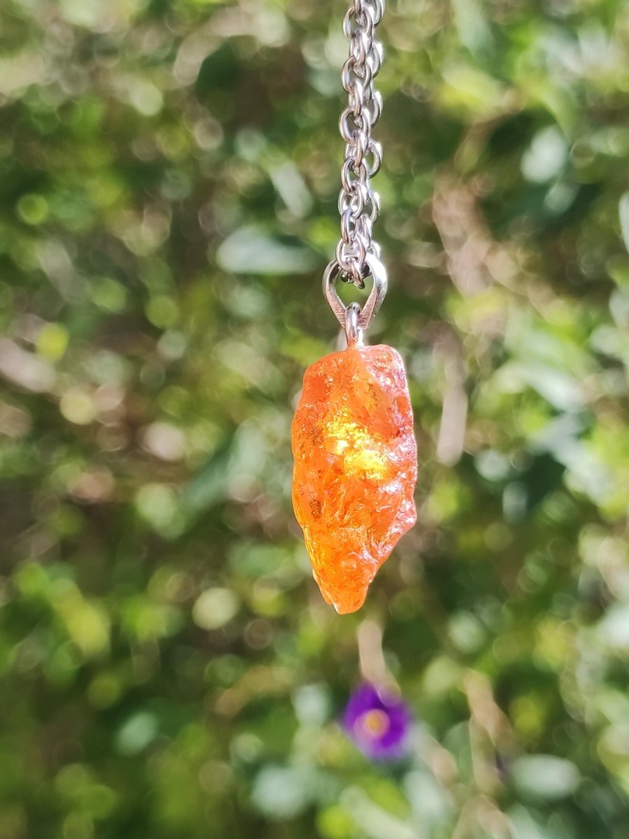 Spessartin Granat AAA *Rarität* ~ 925 Sterling Silber Edelstein Kette Rarität Heilstein Natur Orange Anhänger Geschenk Mann Frau Er Sie - Art of Nature Berlin