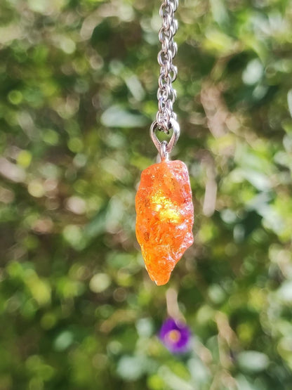 Spessartin Granat AAA *Rarität* ~ 925 Sterling Silber Edelstein Kette Rarität Heilstein Natur Orange Anhänger Geschenk Mann Frau Er Sie - Art of Nature Berlin