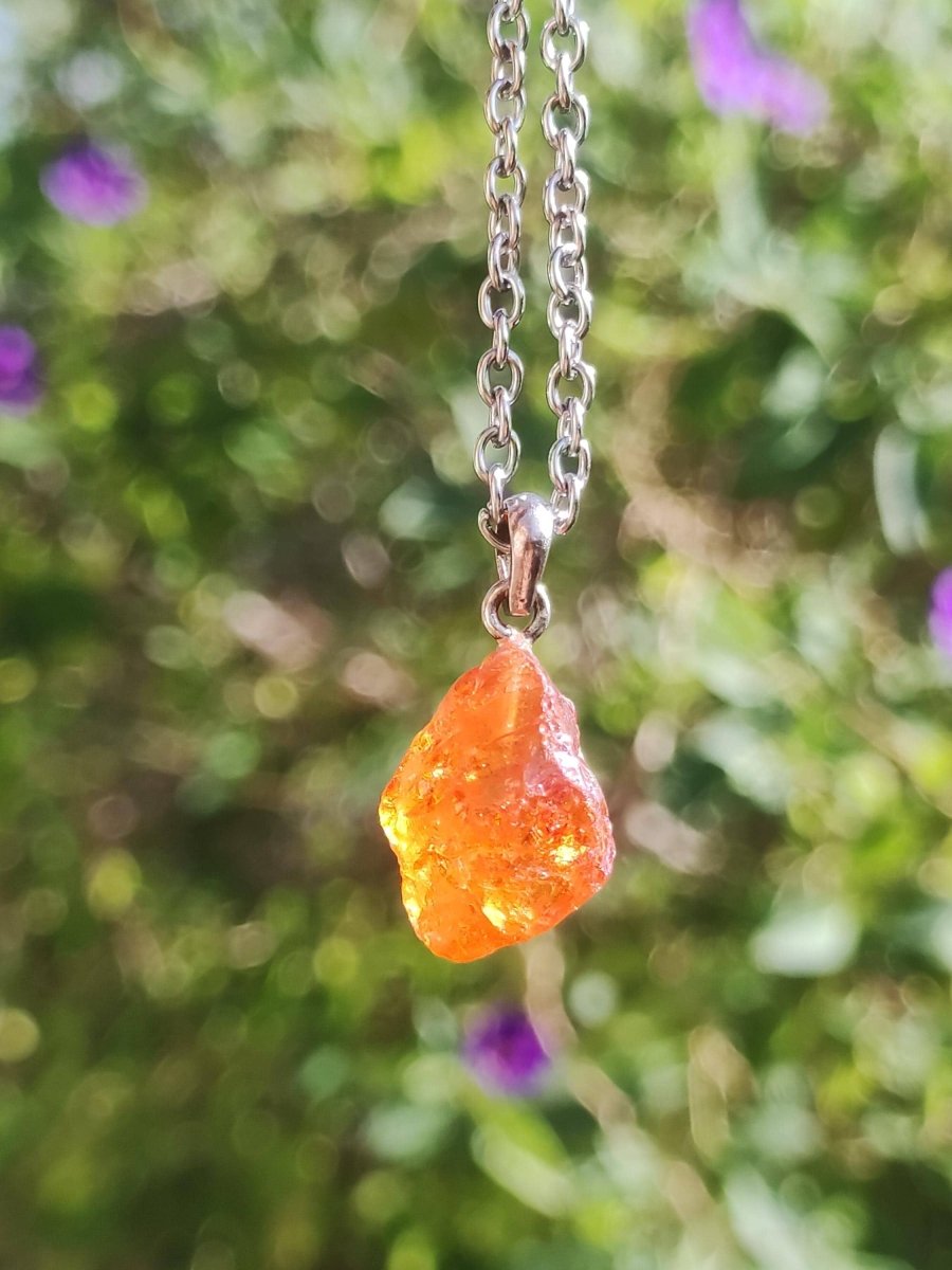 Spessartin Granat AAA *Rarität* ~ 925 Sterling Silber Edelstein Kette Rarität Heilstein Natur Orange Anhänger Geschenk Mann Frau Er Sie - Art of Nature Berlin