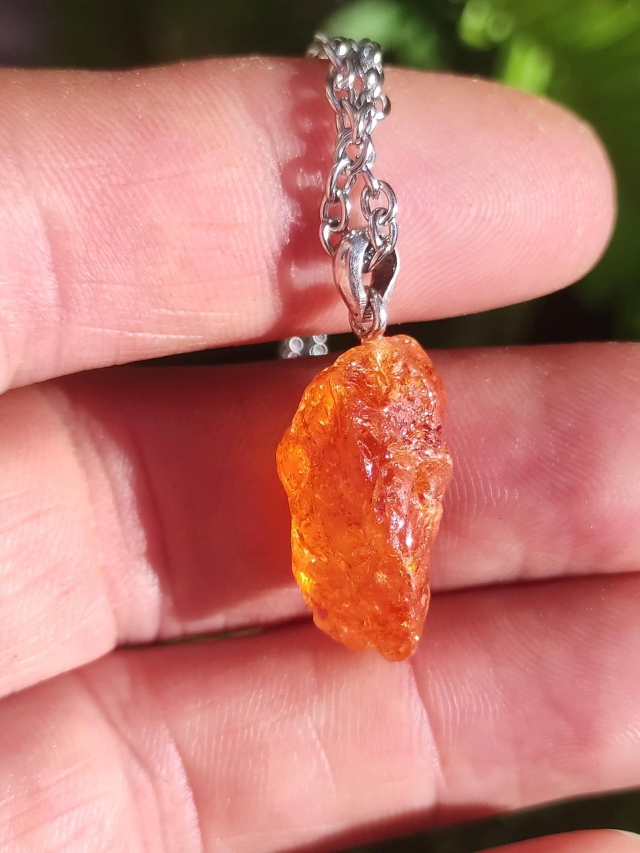 Spessartin Granat AAA *Rarität* ~ 925 Sterling Silber Edelstein Kette Rarität Heilstein Natur Orange Anhänger Geschenk Mann Frau Er Sie - Art of Nature Berlin