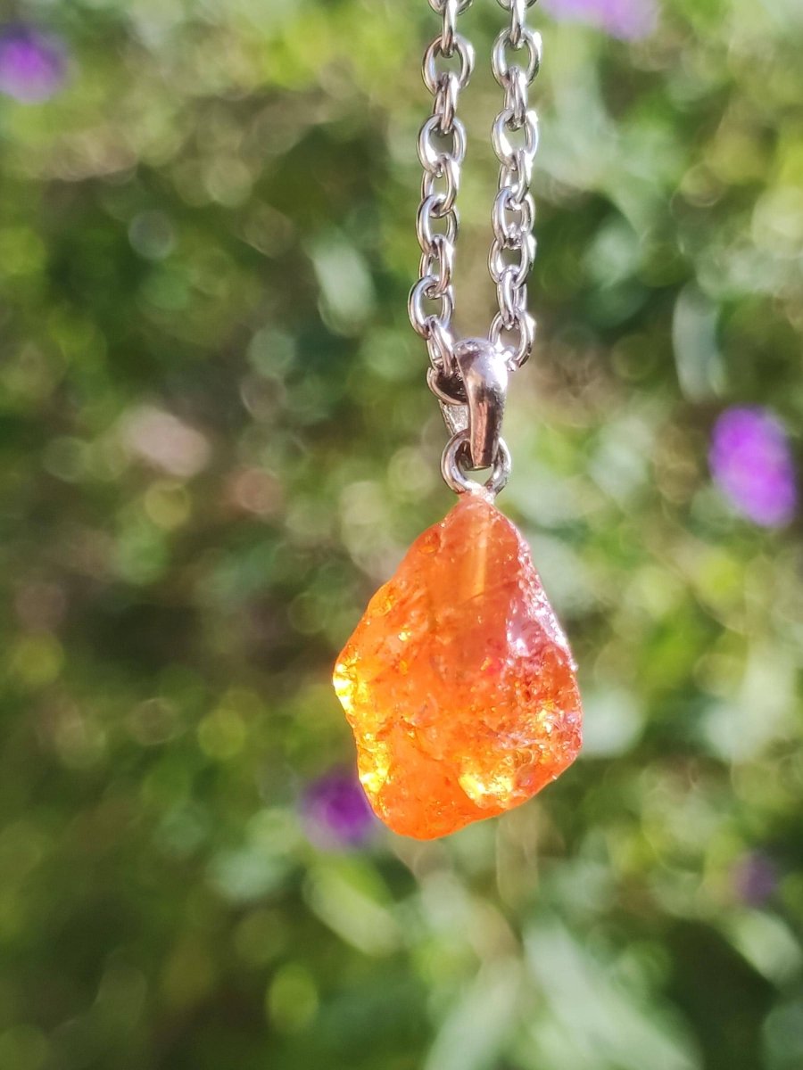 Spessartin Granat AAA *Rarität* ~ 925 Sterling Silber Edelstein Kette Rarität Heilstein Natur Orange Anhänger Geschenk Mann Frau Er Sie - Art of Nature Berlin