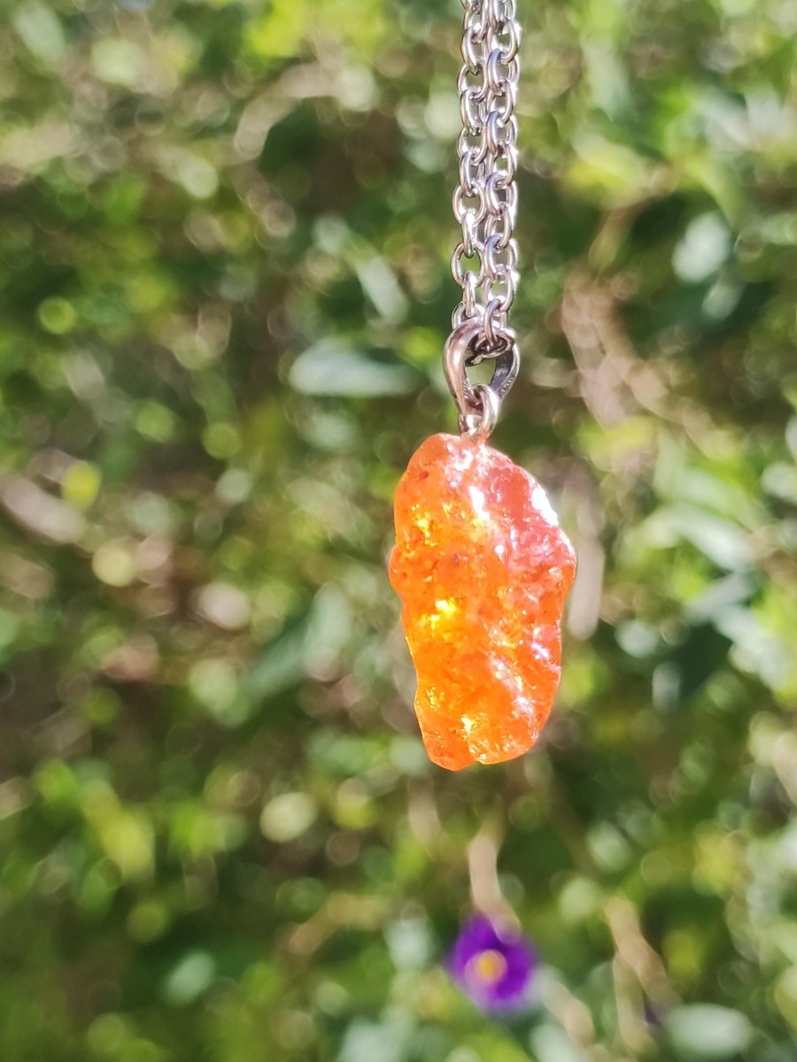 Spessartin Granat AAA *Rarität* ~ 925 Sterling Silber Edelstein Kette Rarität Heilstein Natur Orange Anhänger Geschenk Mann Frau Er Sie - Art of Nature Berlin