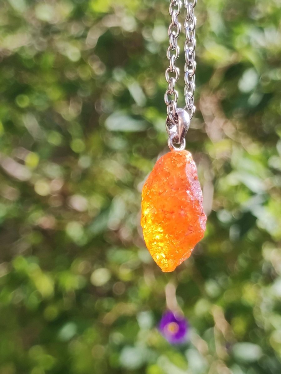 Spessartin Granat AAA *Rarität* ~ 925 Sterling Silber Edelstein Kette Rarität Heilstein Natur Orange Anhänger Geschenk Mann Frau Er Sie - Art of Nature Berlin