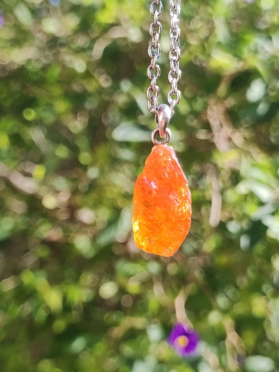 Spessartin Granat AAA *Rarität* ~ 925 Sterling Silber Edelstein Kette Rarität Heilstein Natur Orange Anhänger Geschenk Mann Frau Er Sie - Art of Nature Berlin