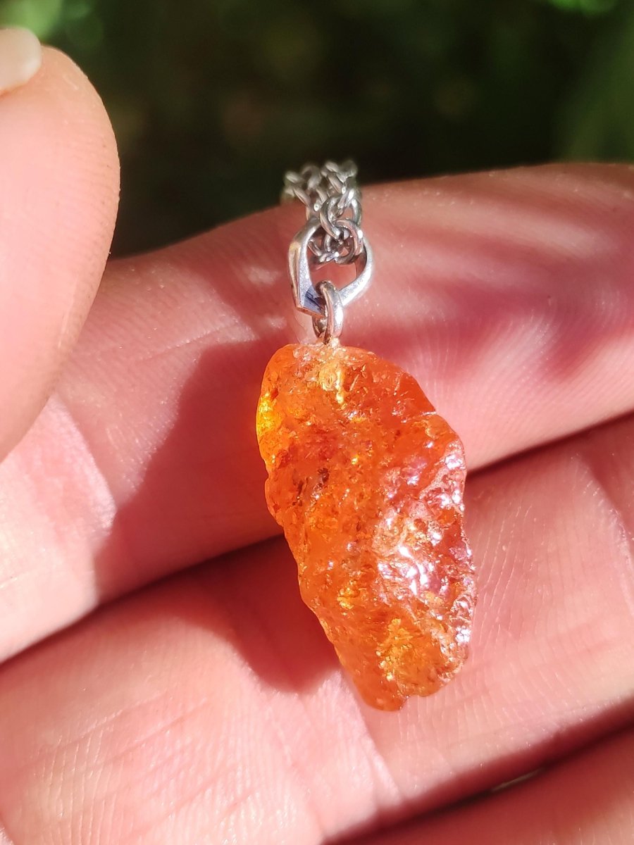 Spessartin Granat AAA *Rarität* ~ 925 Sterling Silber Edelstein Kette Rarität Heilstein Natur Orange Anhänger Geschenk Mann Frau Er Sie - Art of Nature Berlin