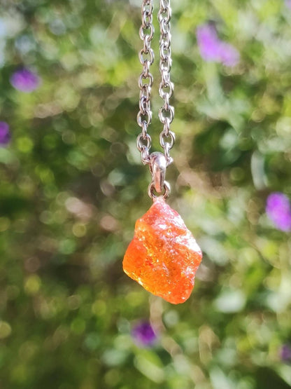 Spessartin Granat AAA *Rarität* ~ 925 Sterling Silber Edelstein Kette Rarität Heilstein Natur Orange Anhänger Geschenk Mann Frau Er Sie - Art of Nature Berlin