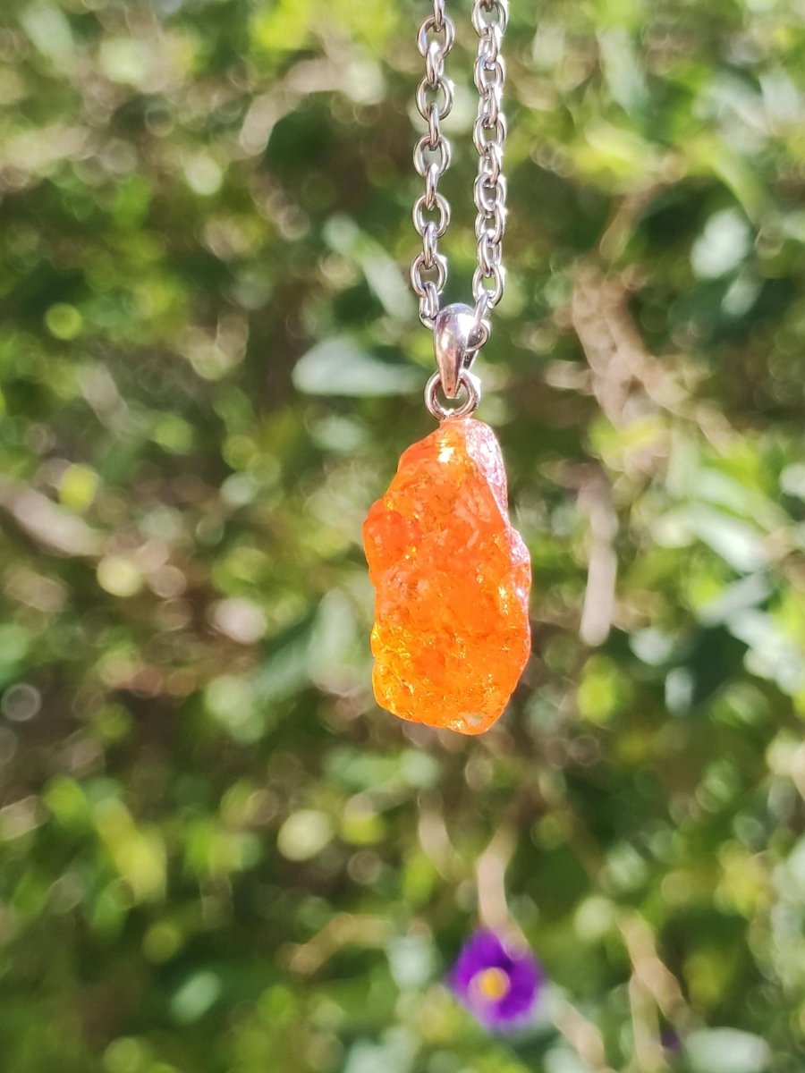 Spessartin Granat AAA *Rarität* ~ 925 Sterling Silber Edelstein Kette Rarität Heilstein Natur Orange Anhänger Geschenk Mann Frau Er Sie - Art of Nature Berlin
