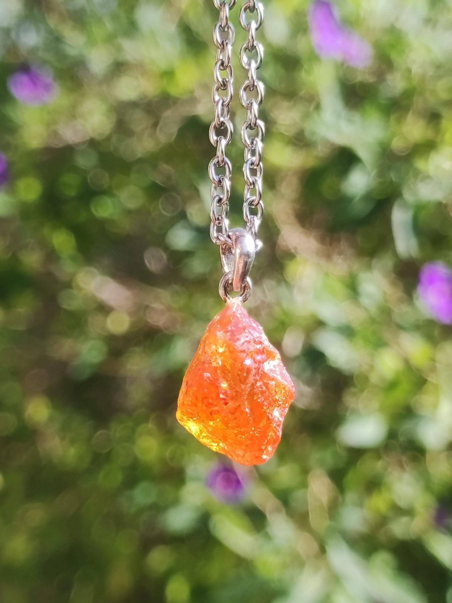 Spessartin Granat AAA *Rarität* ~ 925 Sterling Silber Edelstein Kette Rarität Heilstein Natur Orange Anhänger Geschenk Mann Frau Er Sie - Art of Nature Berlin