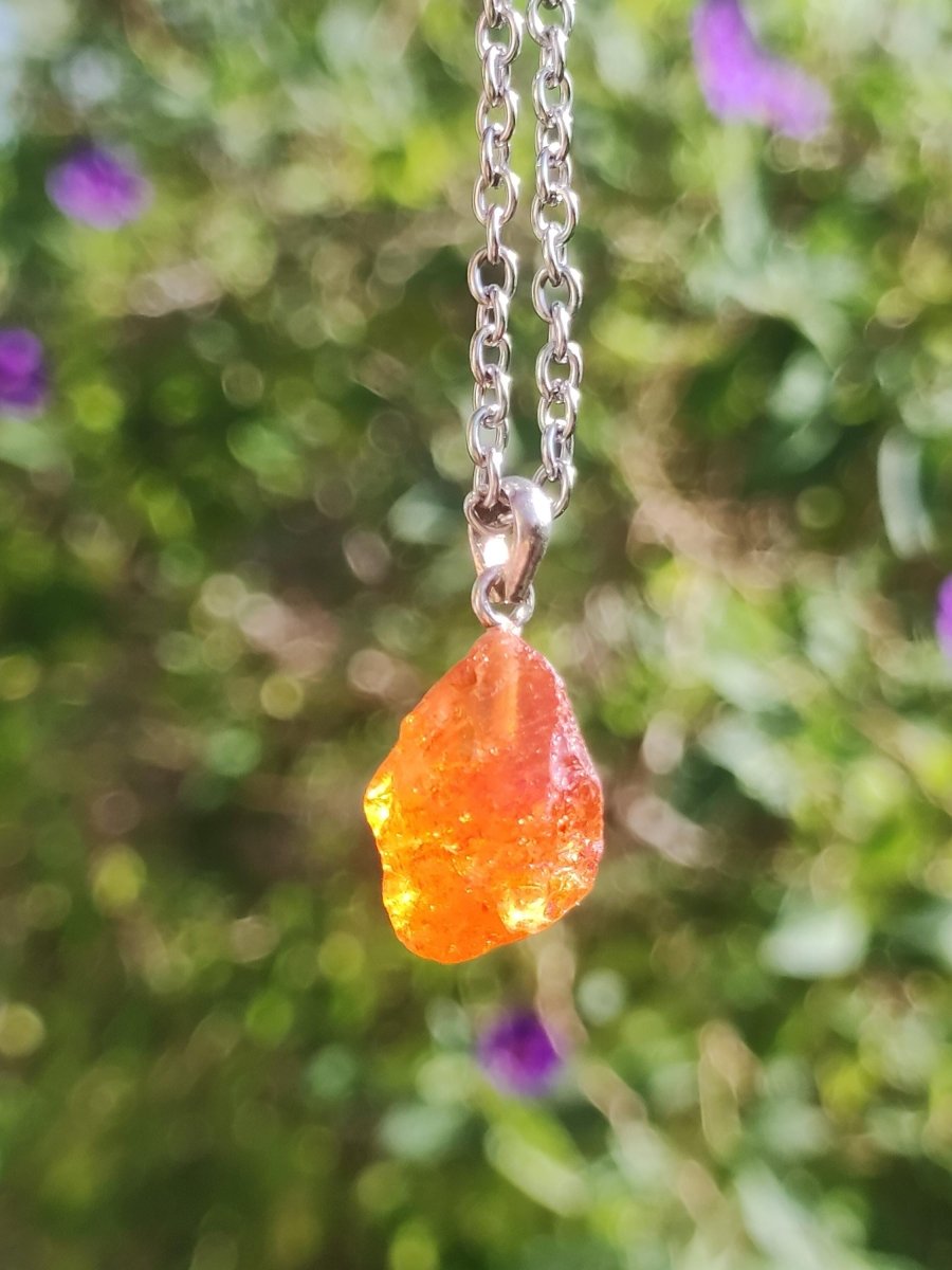 Spessartin Granat AAA *Rarität* ~ 925 Sterling Silber Edelstein Kette Rarität Heilstein Natur Orange Anhänger Geschenk Mann Frau Er Sie - Art of Nature Berlin
