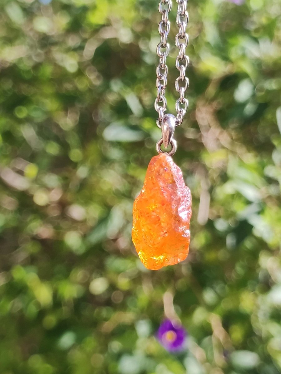 Spessartin Granat AAA *Rarität* ~ 925 Sterling Silber Edelstein Kette Rarität Heilstein Natur Orange Anhänger Geschenk Mann Frau Er Sie - Art of Nature Berlin