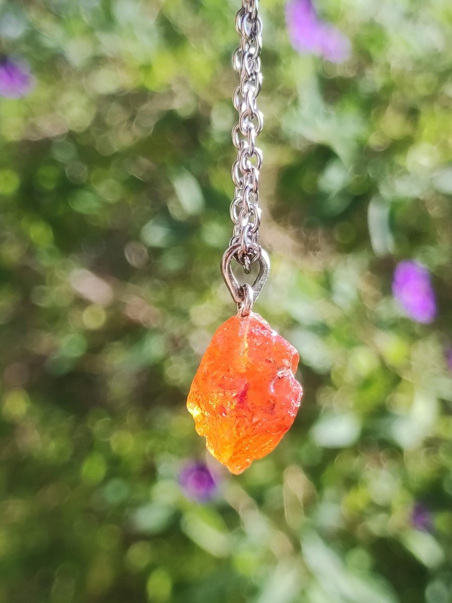 Spessartin Granat AAA *Rarität* ~ 925 Sterling Silber Edelstein Kette Rarität Heilstein Natur Orange Anhänger Geschenk Mann Frau Er Sie - Art of Nature Berlin