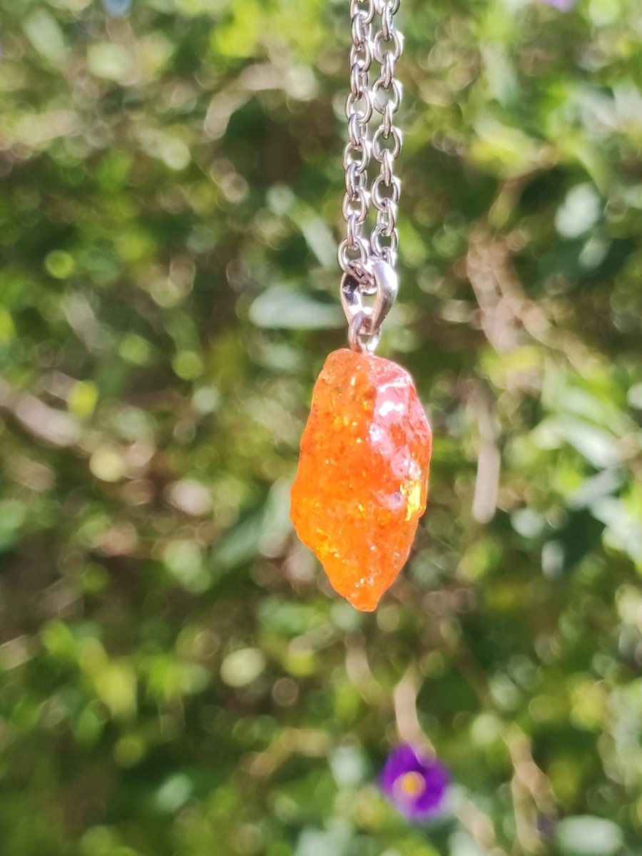 Spessartin Granat AAA *Rarität* ~ 925 Sterling Silber Edelstein Kette Rarität Heilstein Natur Orange Anhänger Geschenk Mann Frau Er Sie - Art of Nature Berlin