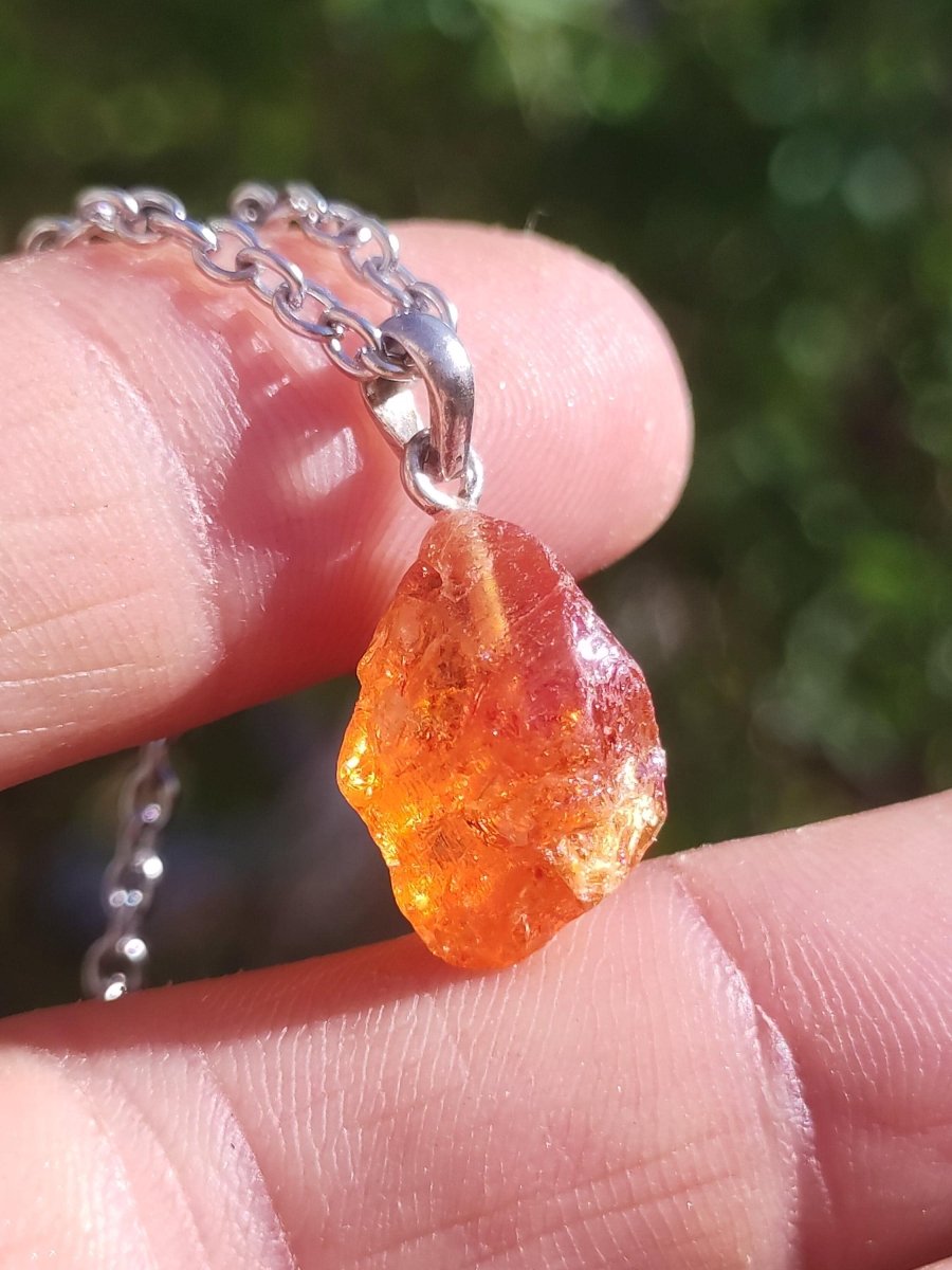 Spessartin Granat AAA *Rarität* ~ 925 Sterling Silber Edelstein Kette Rarität Heilstein Natur Orange Anhänger Geschenk Mann Frau Er Sie - Art of Nature Berlin