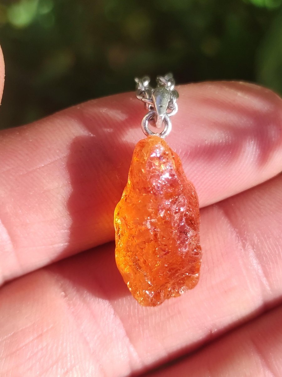 Spessartin Granat AAA *Rarität* ~ 925 Sterling Silber Edelstein Kette Rarität Heilstein Natur Orange Anhänger Geschenk Mann Frau Er Sie - Art of Nature Berlin