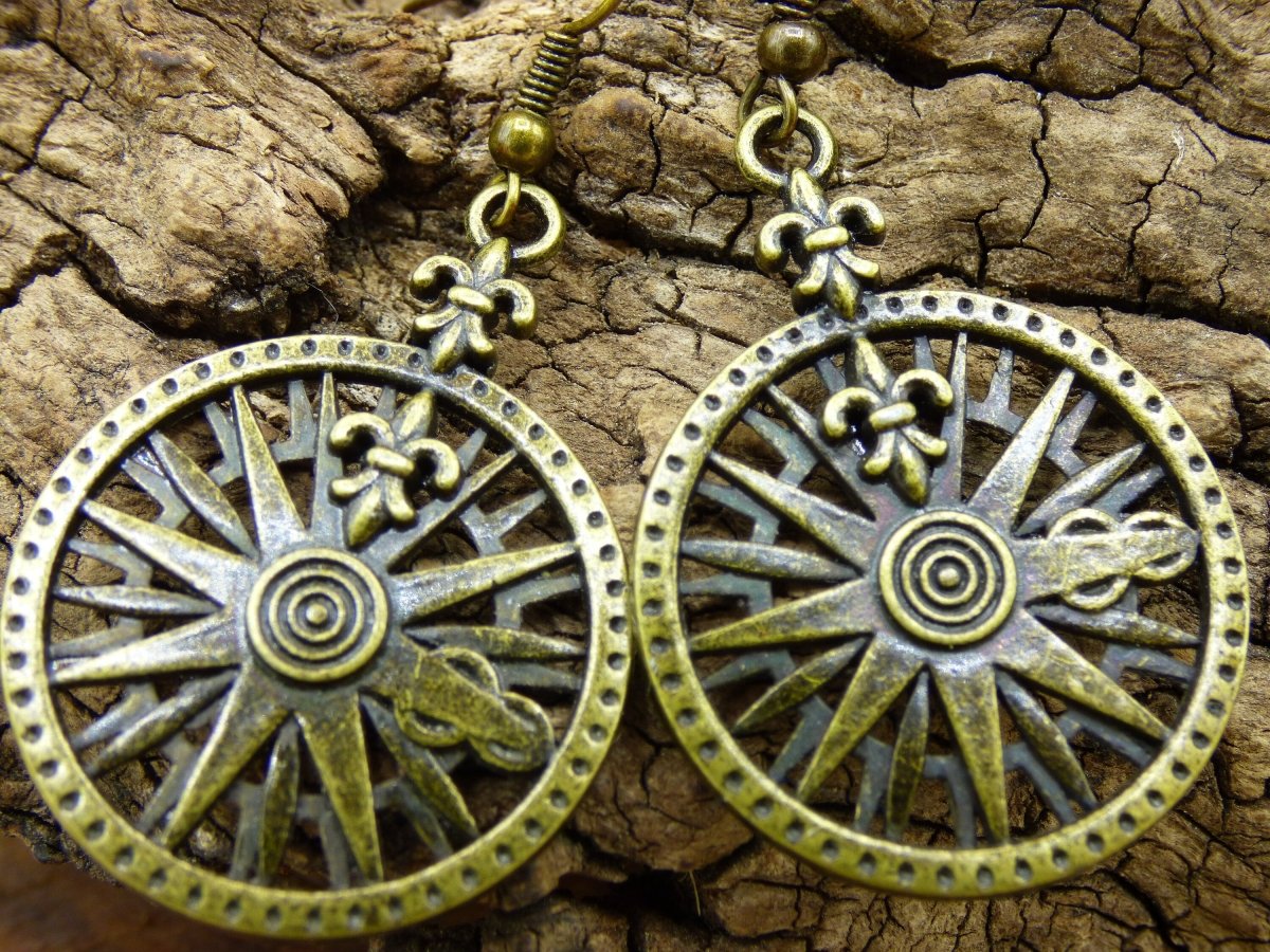 Spiral Mandala Stern Ohrringe aus Antik Bronze ~Goa ~Hippie ~Vintage ~Indien ~Boho ~Ethno ~Sonne - Art of Nature Berlin