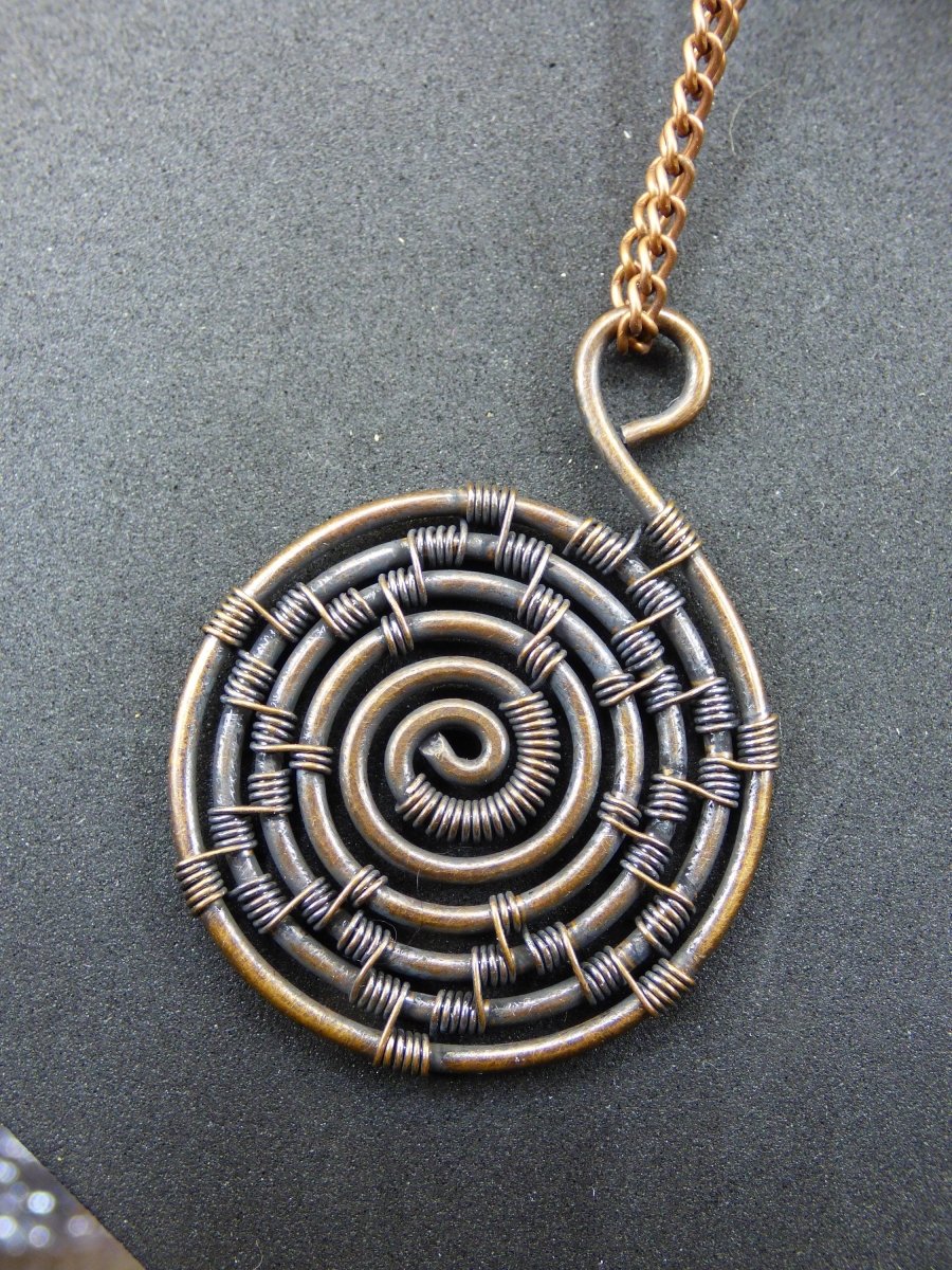 Spirale ~ Anhänger aus Kupfer *~Wire~* ~ Kette ~HIPPIE ~GOA ~Boho ~Ethno ~Nature ~Energy ~Chakra ~Geometrie - Art of Nature Berlin