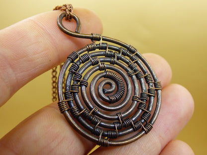 Spirale ~ Anhänger aus Kupfer *~Wire~* ~ Kette ~HIPPIE ~GOA ~Boho ~Ethno ~Nature ~Energy ~Chakra ~Geometrie - Art of Nature Berlin