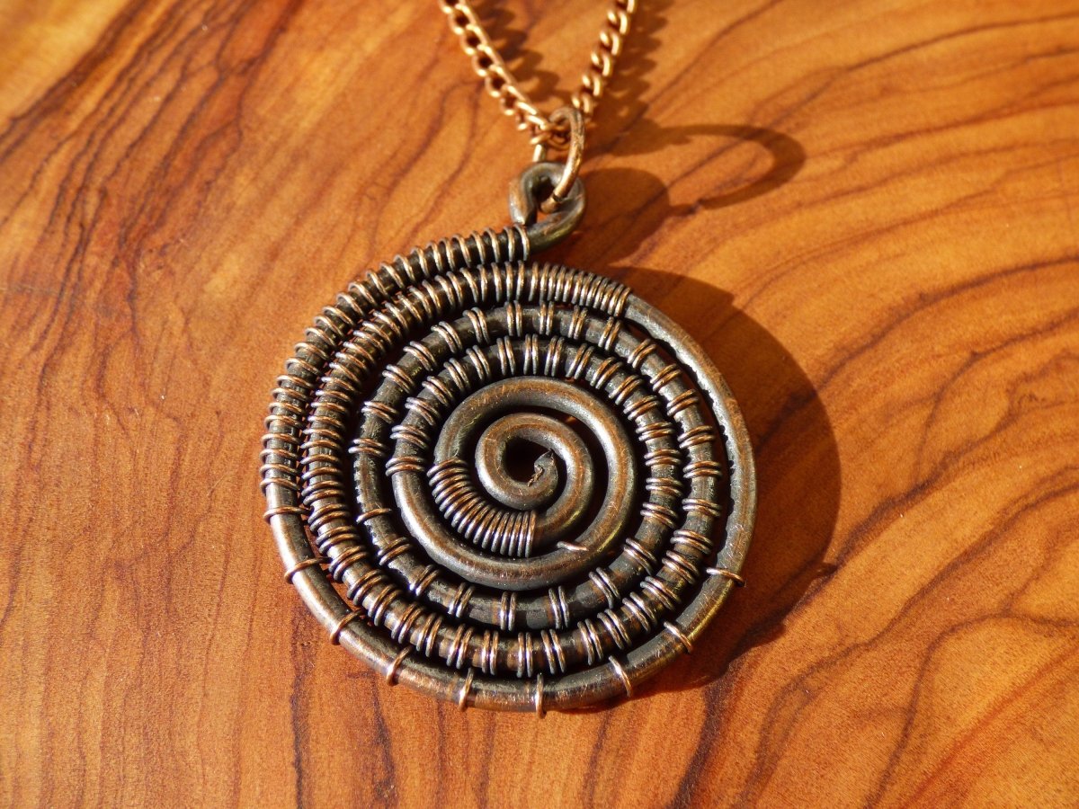 Spirale ~ Anhänger aus Kupfer *~Wire~* ~ Kette ~HIPPIE ~GOA ~Boho ~Ethno ~Nature ~Energy ~Chakra ~Geometrie - Art of Nature Berlin