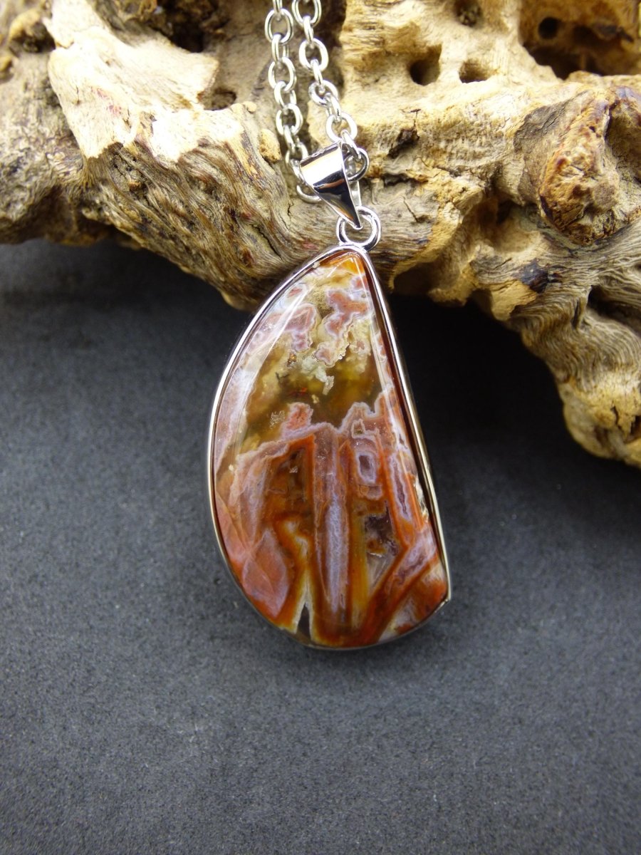 Stick Achat - 925 Sterling Silber Edelstein Kette braun Unikat Rar Heilstein Natur selten Edel Traum Mann Frau Er Sie Geschenk Freund - Art of Nature Berlin