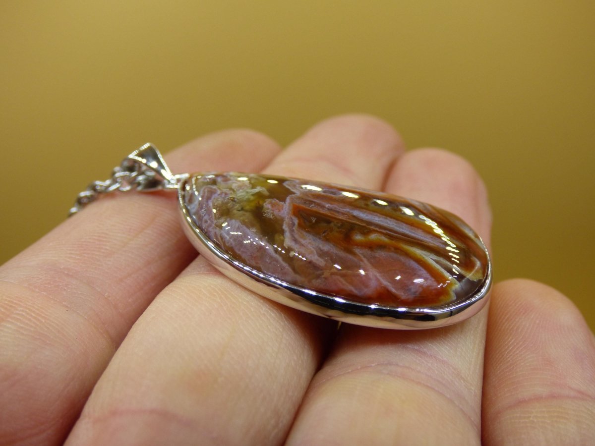 Stick Achat - 925 Sterling Silber Edelstein Kette braun Unikat Rar Heilstein Natur selten Edel Traum Mann Frau Er Sie Geschenk Freund - Art of Nature Berlin